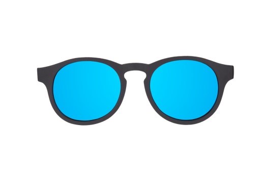 Jet Black w/ Cobalt Blue Lens Polarized Keyhole Sunglasses