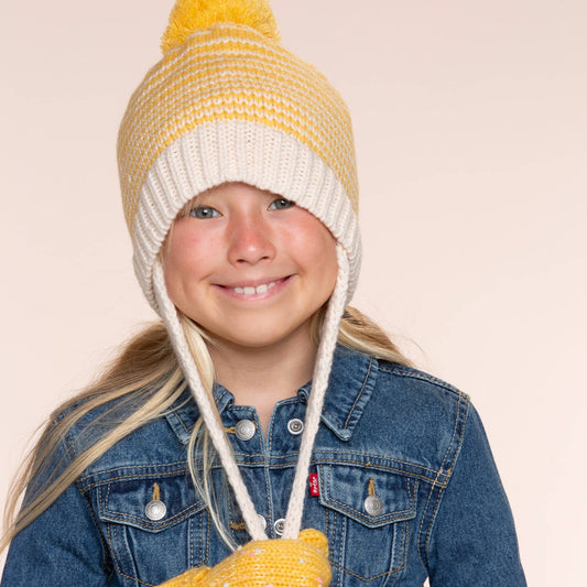 Kids Earflap Winter Hat- Woolly Stripe - Toddler/ Girls 2-6Y