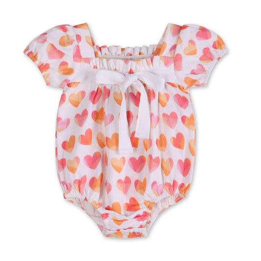 Hearts Baby Bubble Romper + Headband (Organic)