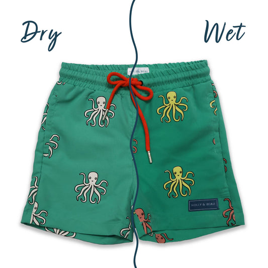 Octopus Color Changing Boys Swim Trunks