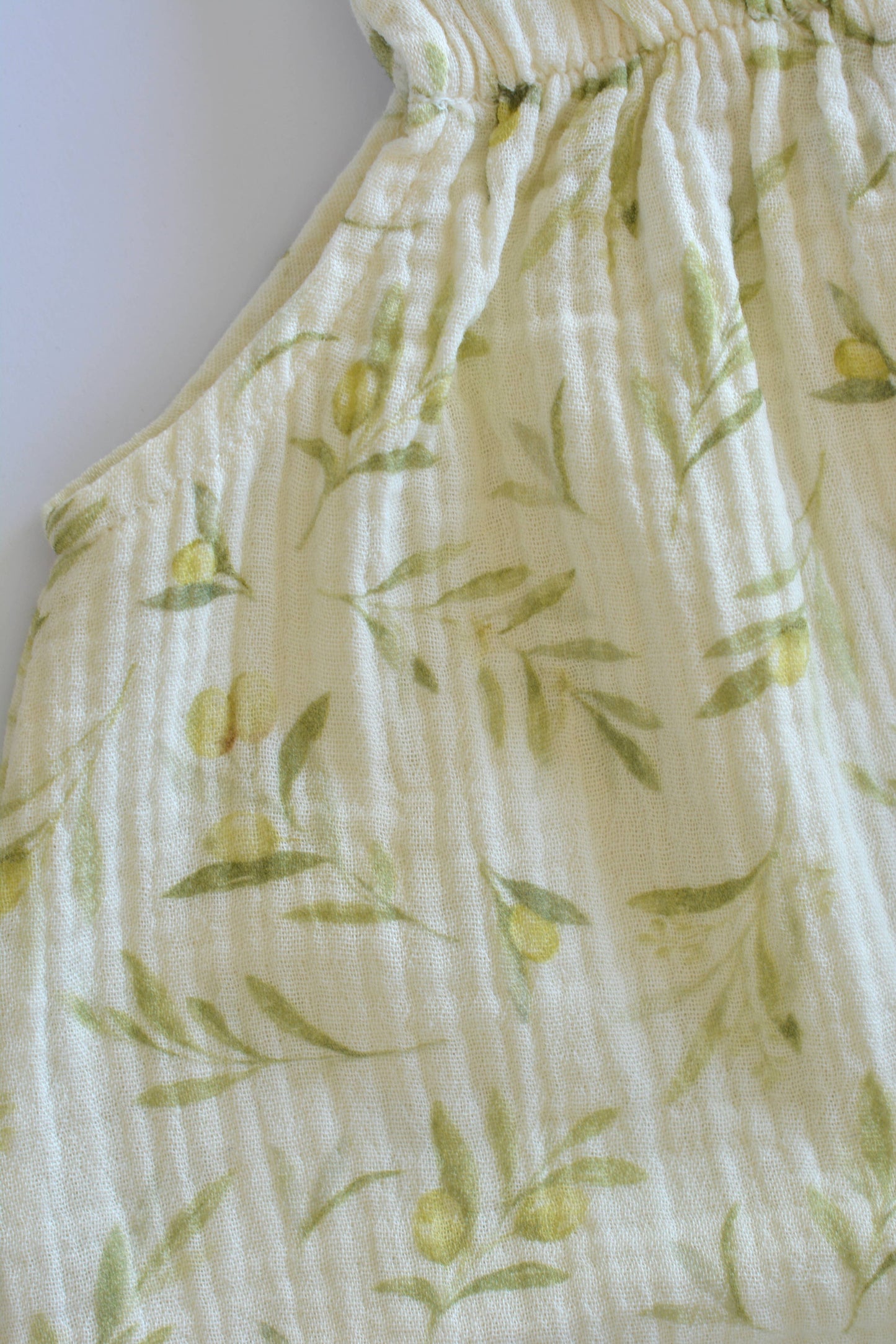 Baby / Kids Summer Olive Pattern Dress 100% Cotton Muslin