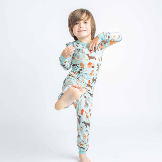 Dogs Bark Pets Kids Bamboo Pajamas Toddler Sleep Set