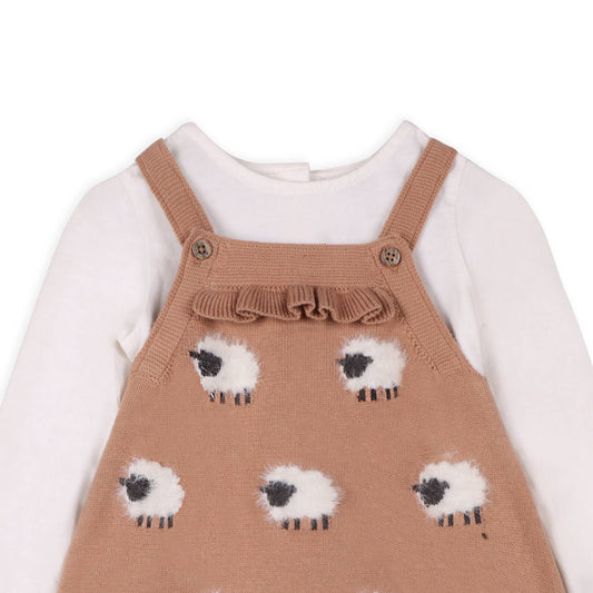 Sheep Jacquard Knit Baby Tunic Dress Set