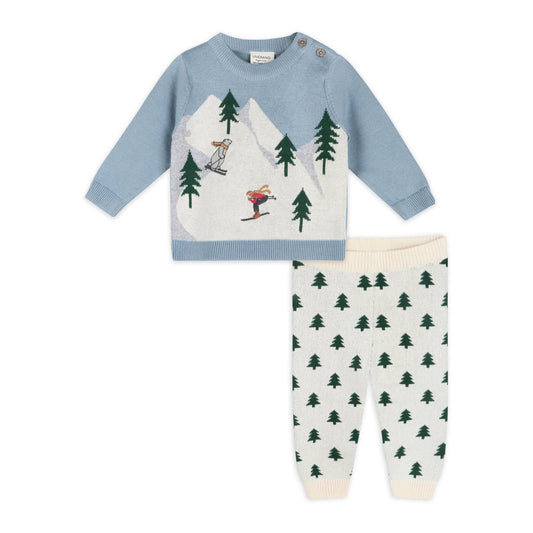 Ski Knit Baby Pullover Sweater & Pant Set (Organic Cotton)