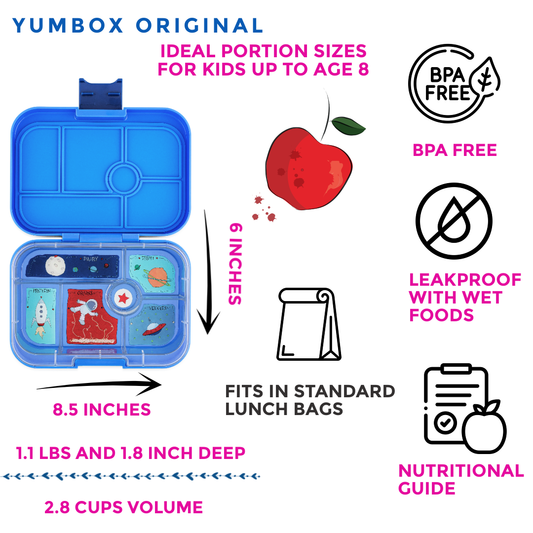 Leakproof Bento Box for Kids - Surf Blue (Rocket Tray)