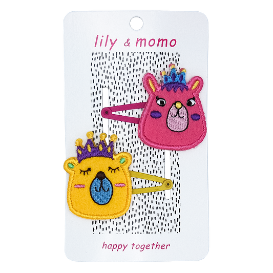 Royal Friends Kids Hair Clips | Pink and Yellow