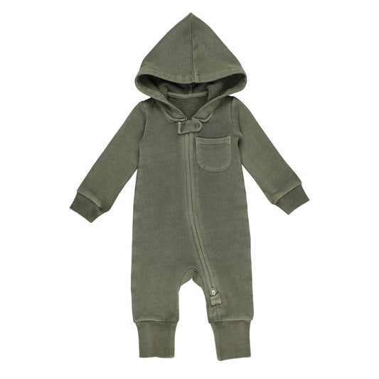 Organic Cozy Zipper Romper in Hunter