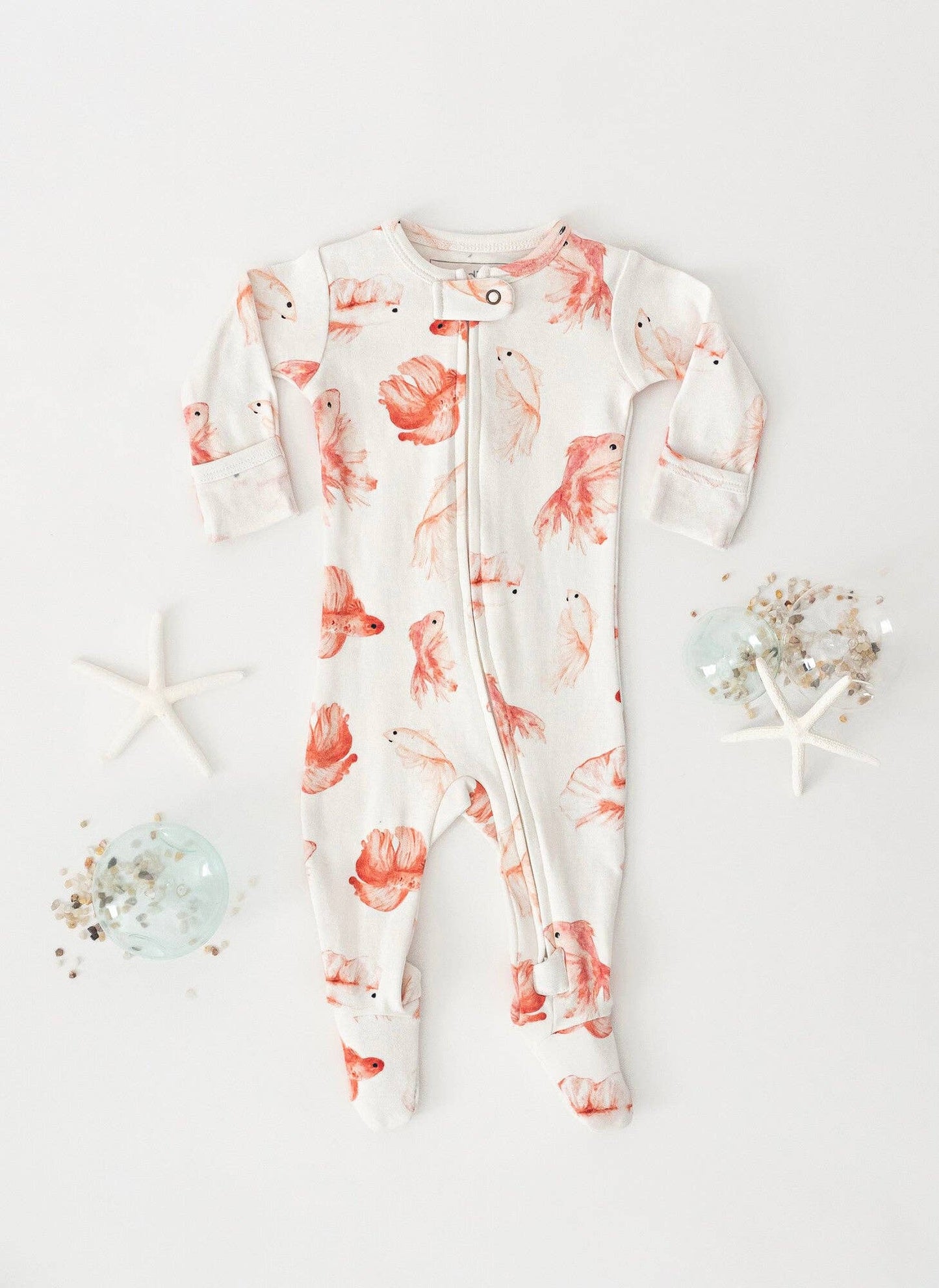 Organic 2-Way Zipper Footie in Goldfish
