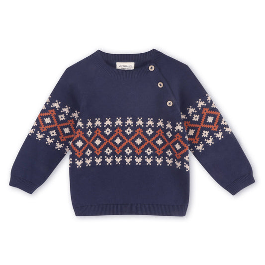Fair Isle Raglan Sleeve Baby Pullover Sweater (Organic)