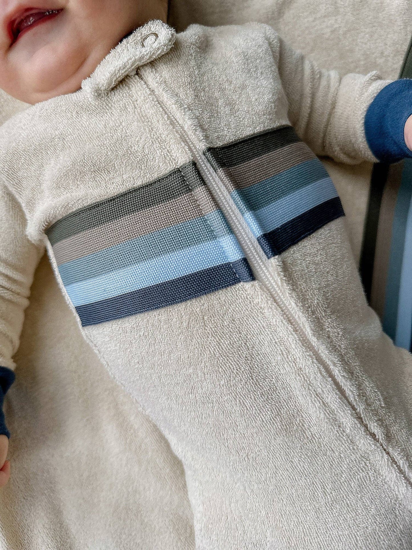 Organic Terry Cloth 2-Way Zipper Footie in Blues