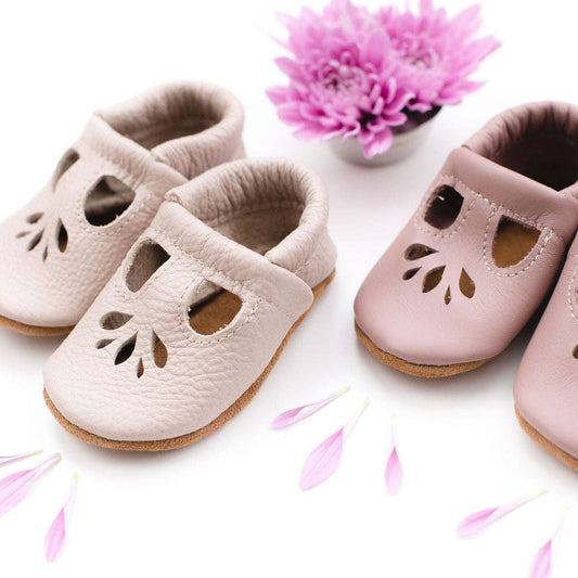 Dusty Rose & Oyster Pink LOTUS T-strap Shoes Baby and Toddler