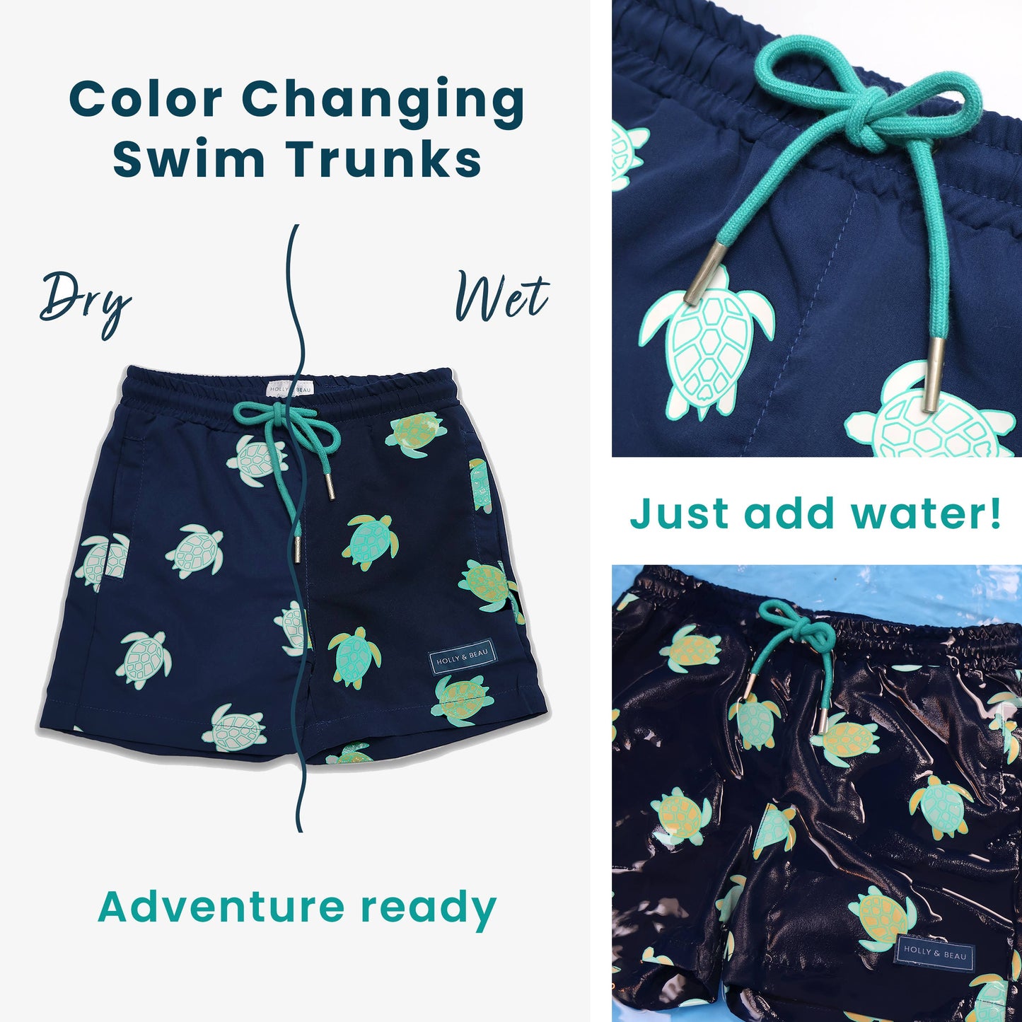 Turtle Color Changing Boys Swim Trunks