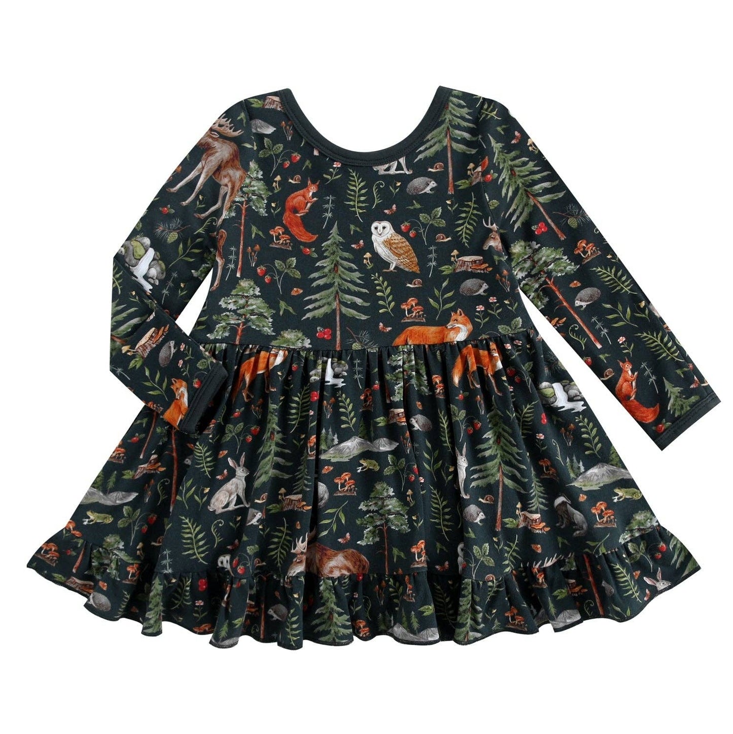Wood you be my friend Long Sleeve Big Kid Twirl Dress