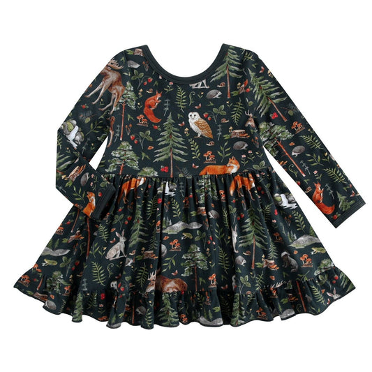 Wood you be my friend Long Sleeve Big Kid Twirl Dress
