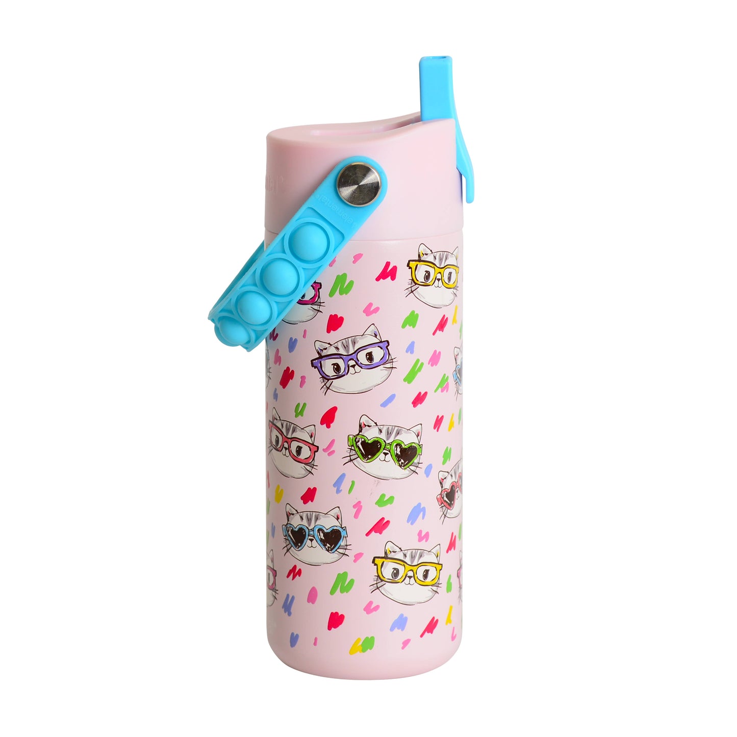 Fidget Handle Kids Stainless Bottle 18oz Stylish Cat
