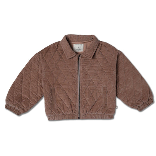 Organic Quilted Bomber Corduroy Jacket - Taupe