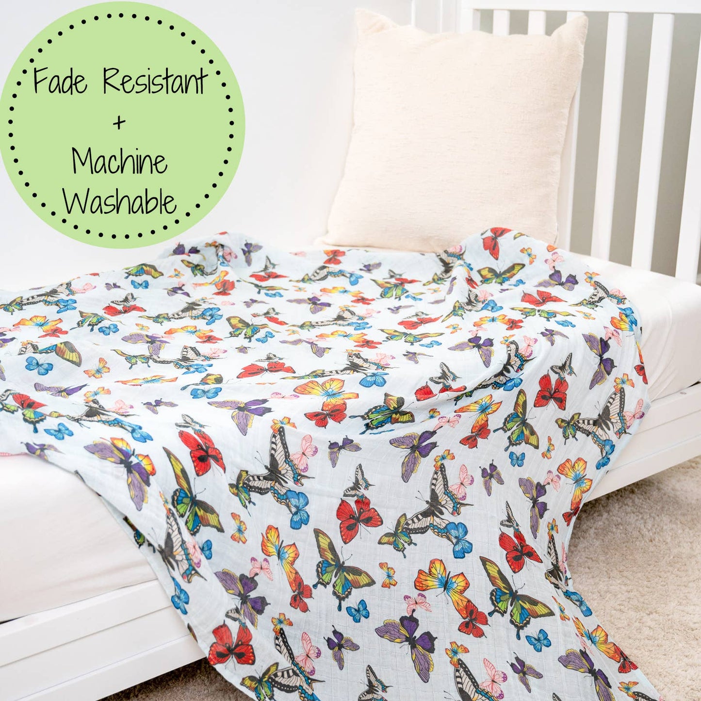 Butterfly Away Baby Muslin Swaddle Blanket