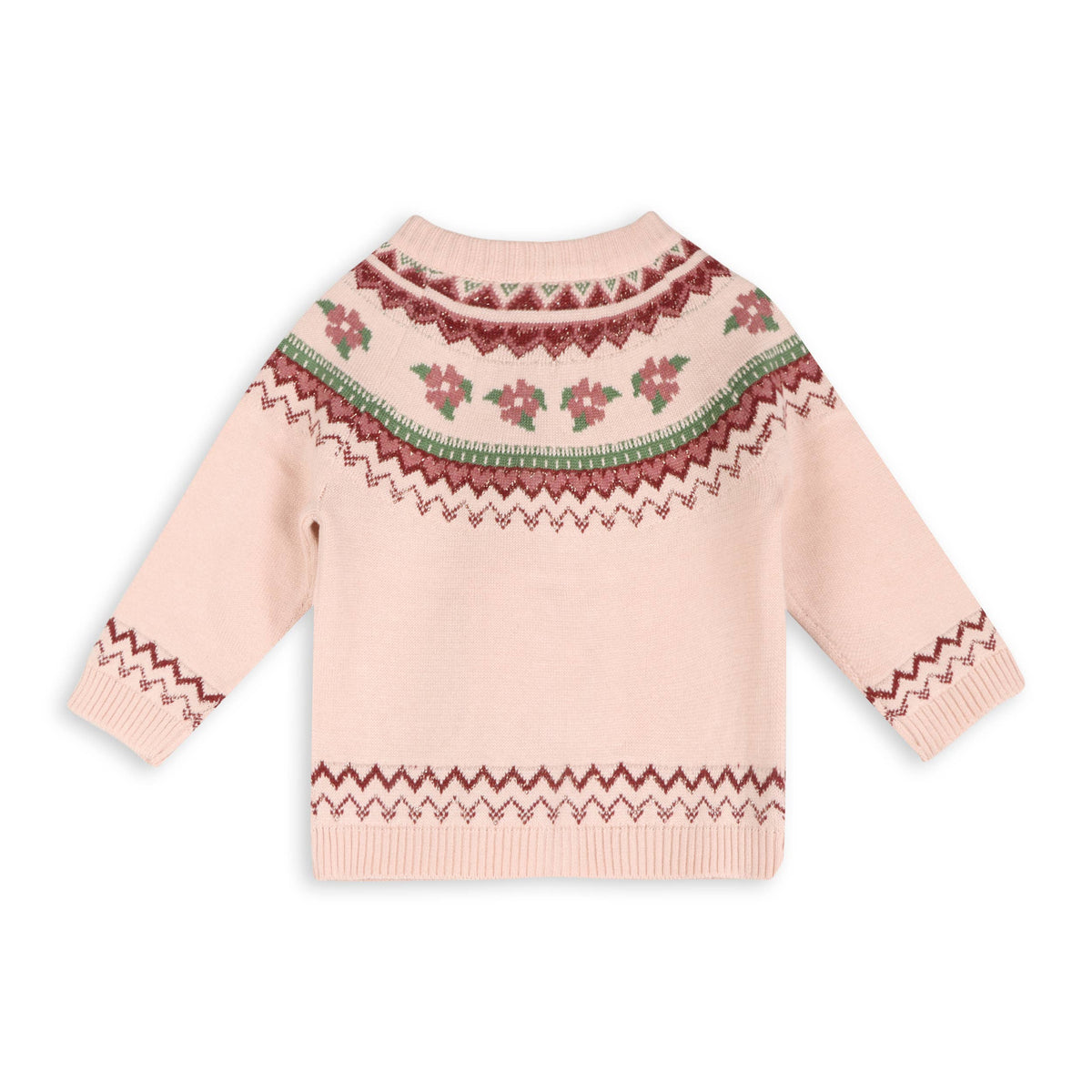Lily Floral Fair Aisle Knit Baby Cardigan (Organic Cotton)