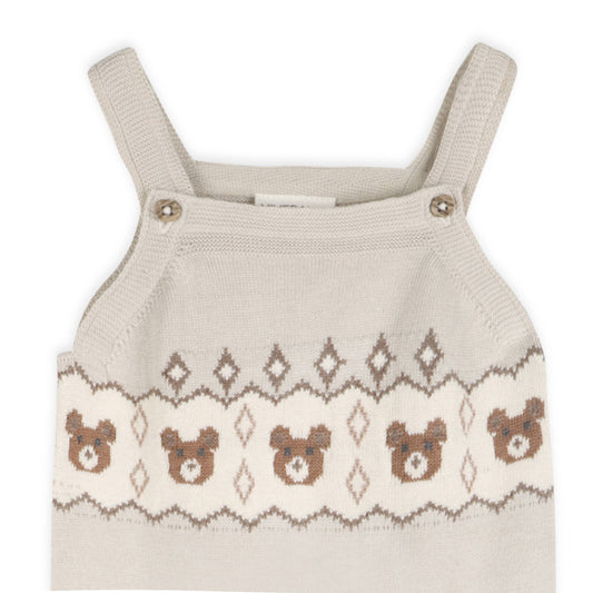 Bear Fair Isle Knit Baby Overall Set (Organic Cotton)