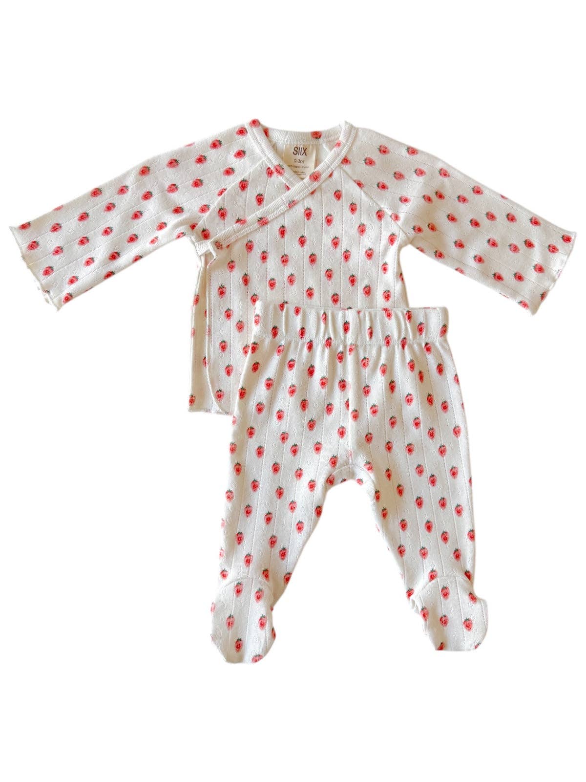 White Strawberry / Organic Pointelle Newborn Set