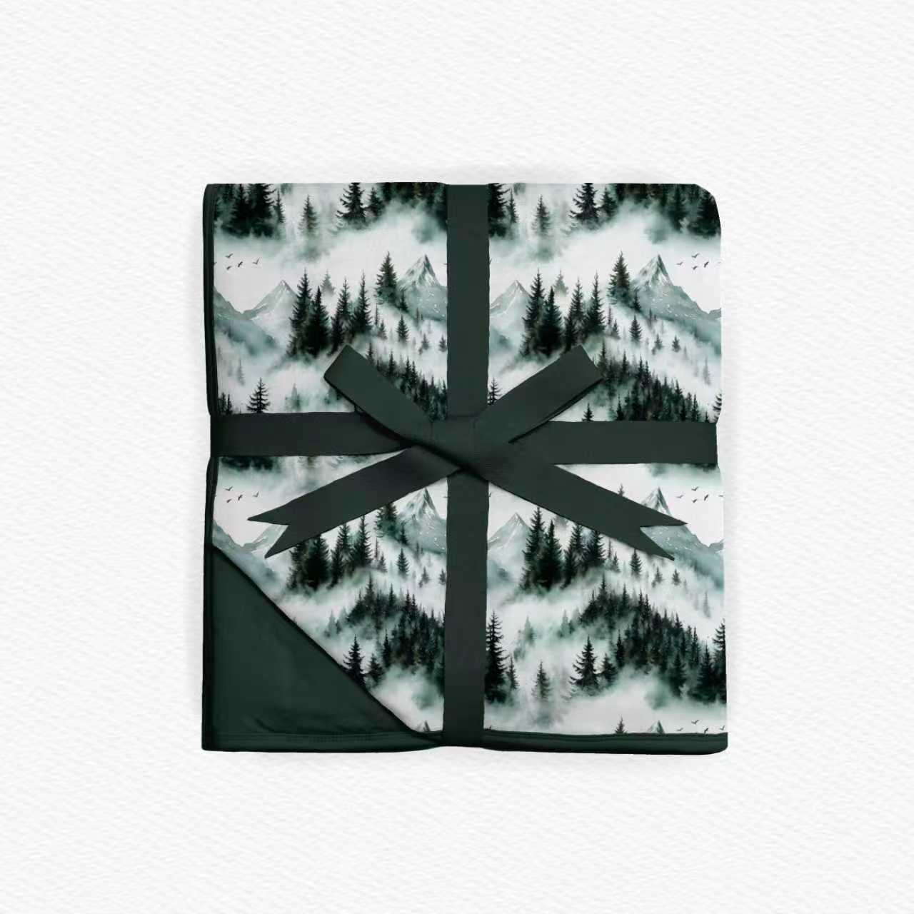 Mountain Mist Mini Quilted Blanket, Christmas bamboo quilted blanket, holiday baby blanket, baby shower gift