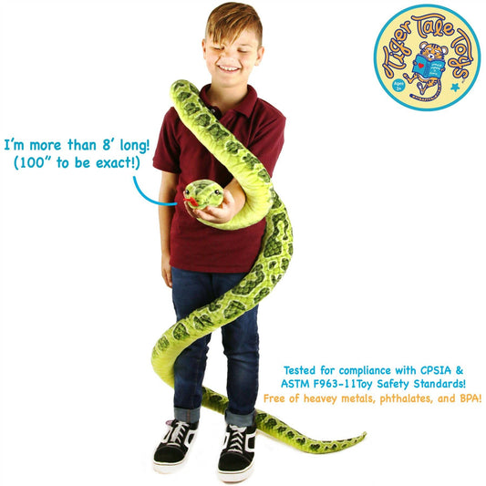 Gustavo The Green Anaconda | 100 Inch Stuffed Animal Plush
