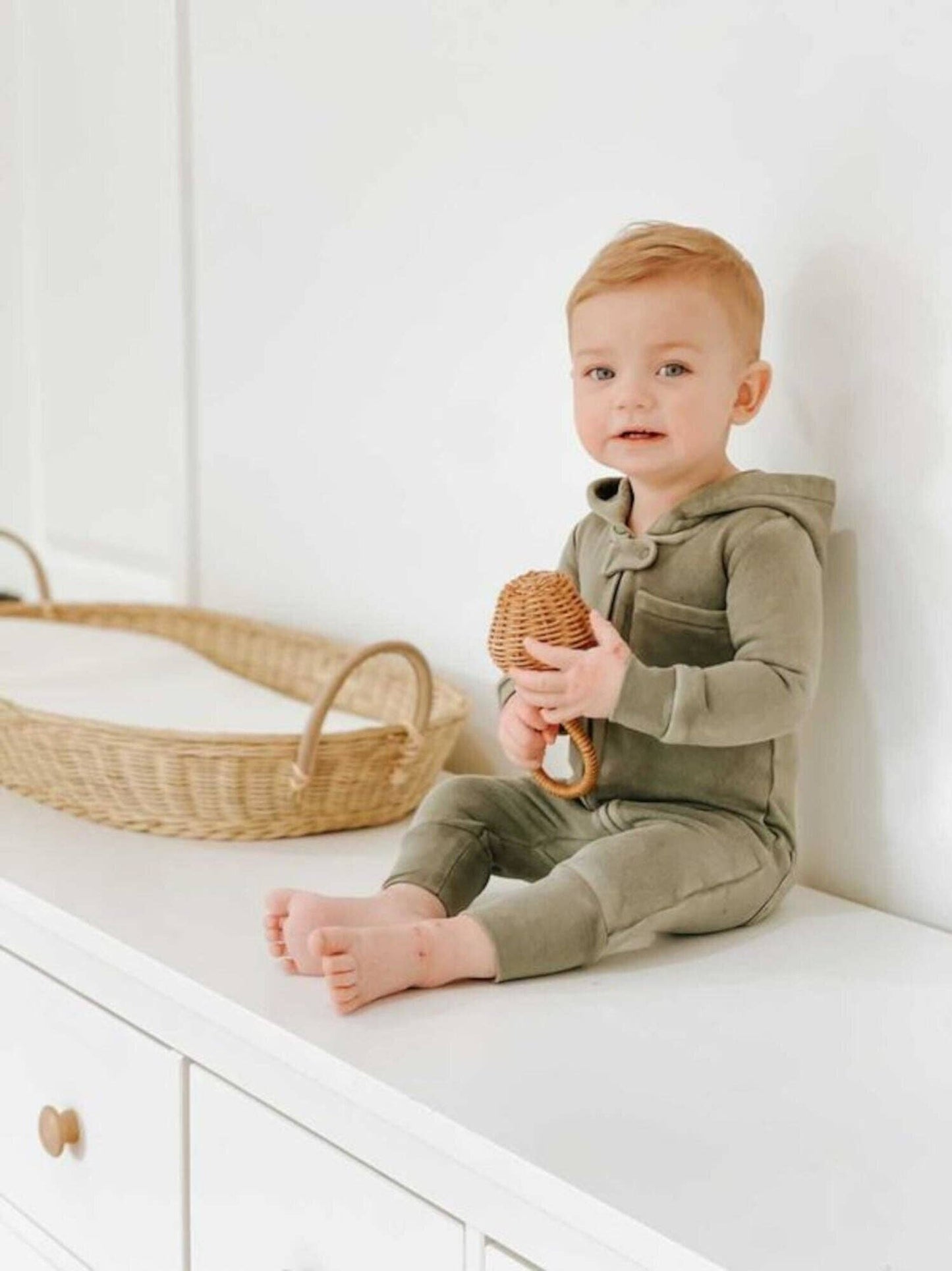 Organic Cozy Zipper Romper in Hunter