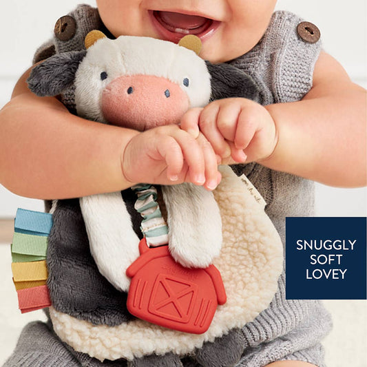 Soft Plush Lovey with Silicone Teether | Cow