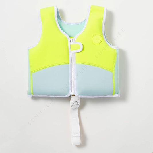 Salty the Shark Swim Vest 2-3 Aqua Neon Yellow