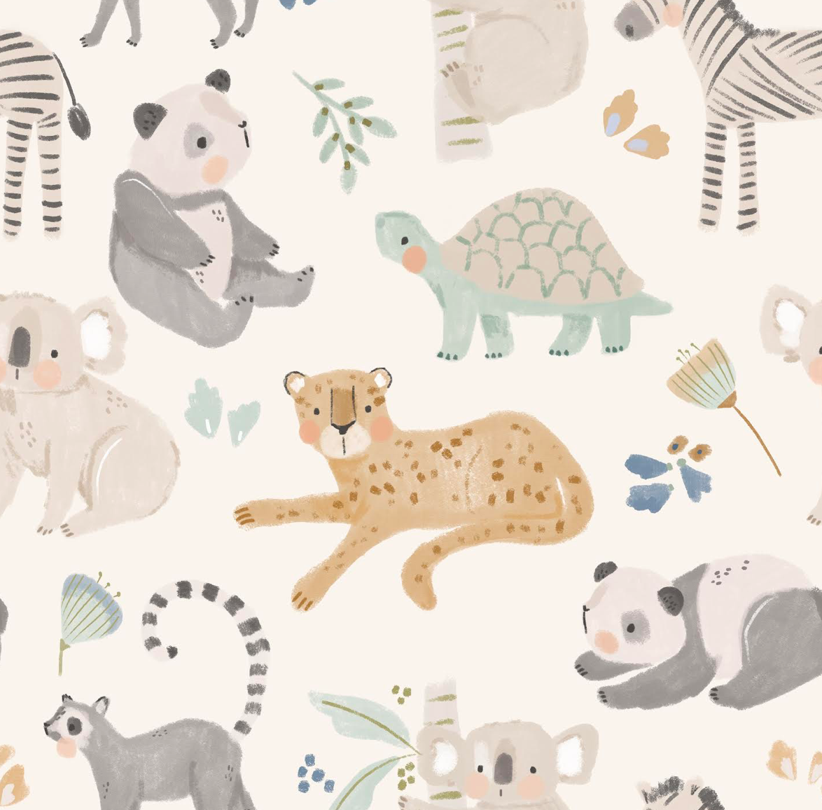 Baby Bamboo Knotted Baby Gown + Hat Gift Set - Safari Friend