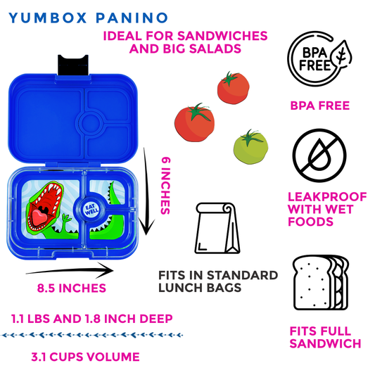 Leakproof Sandwich Friendly Bento Box - Surf Blue (Dinosaur)