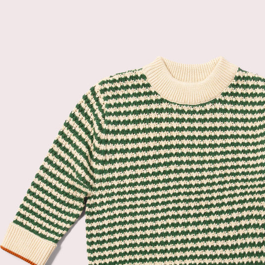 Olive Striped Snuggly Knitted Jumper