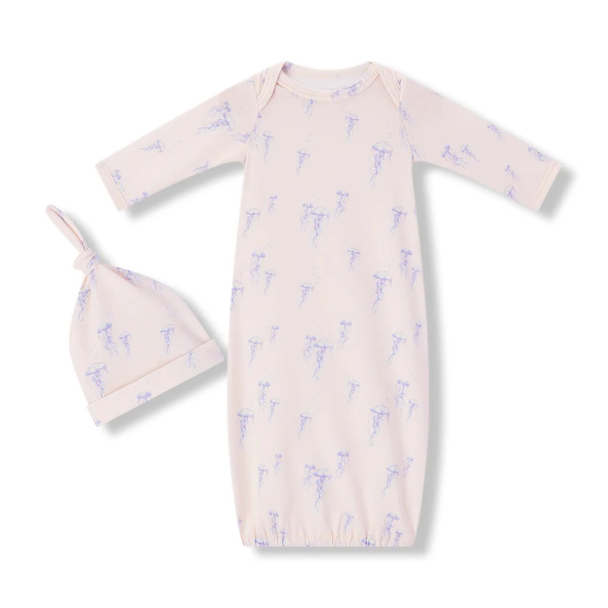 Organic Cotton Newborn Gown & Hat Set | Sunset Jellyfish