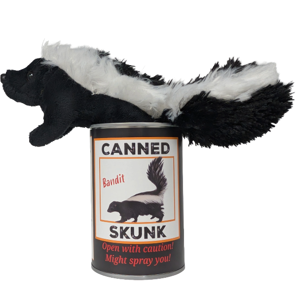 Canned Skunk | Stuffed Animal Plush w/Funny Jokes on Can