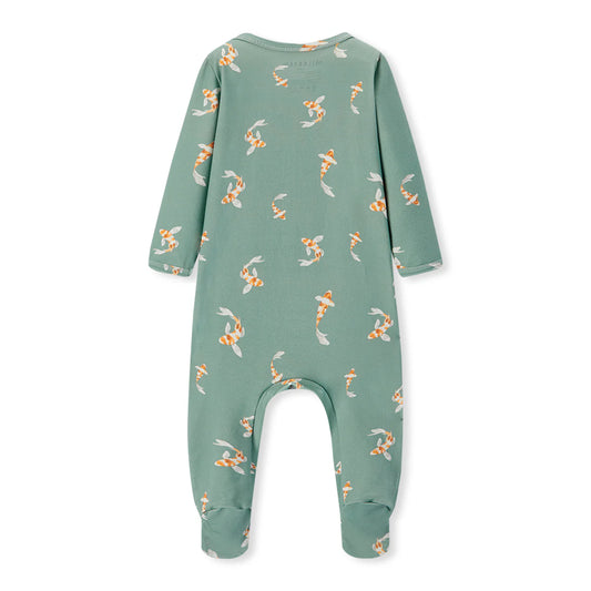 Organic Cotton Zipper Footed Romper| Swimming Koi