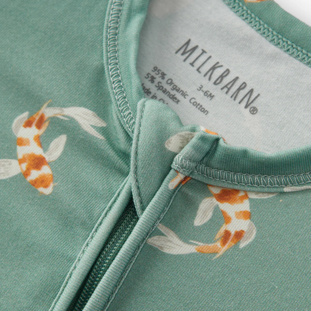 Organic Cotton Zipper Footed Romper| Swimming Koi