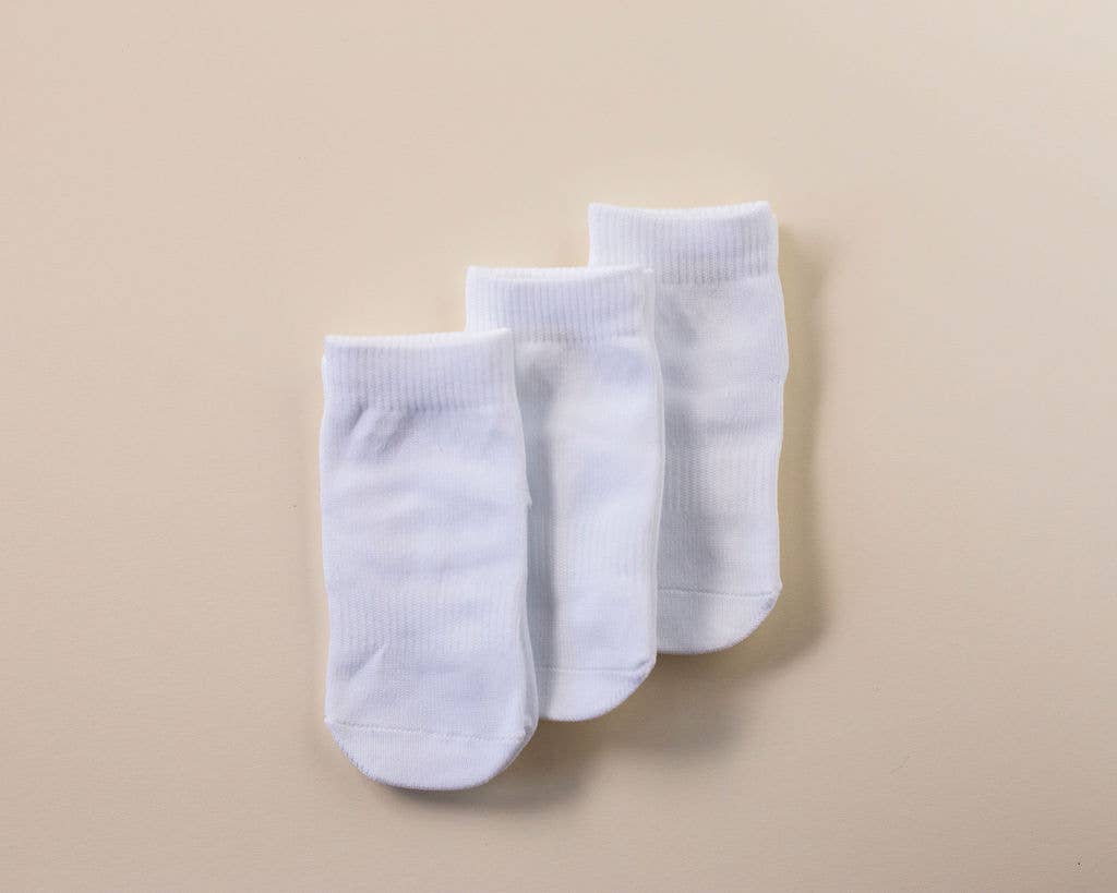 Cleary - White Non-Slip Silicone Grip Baby, Kids Ankle Socks