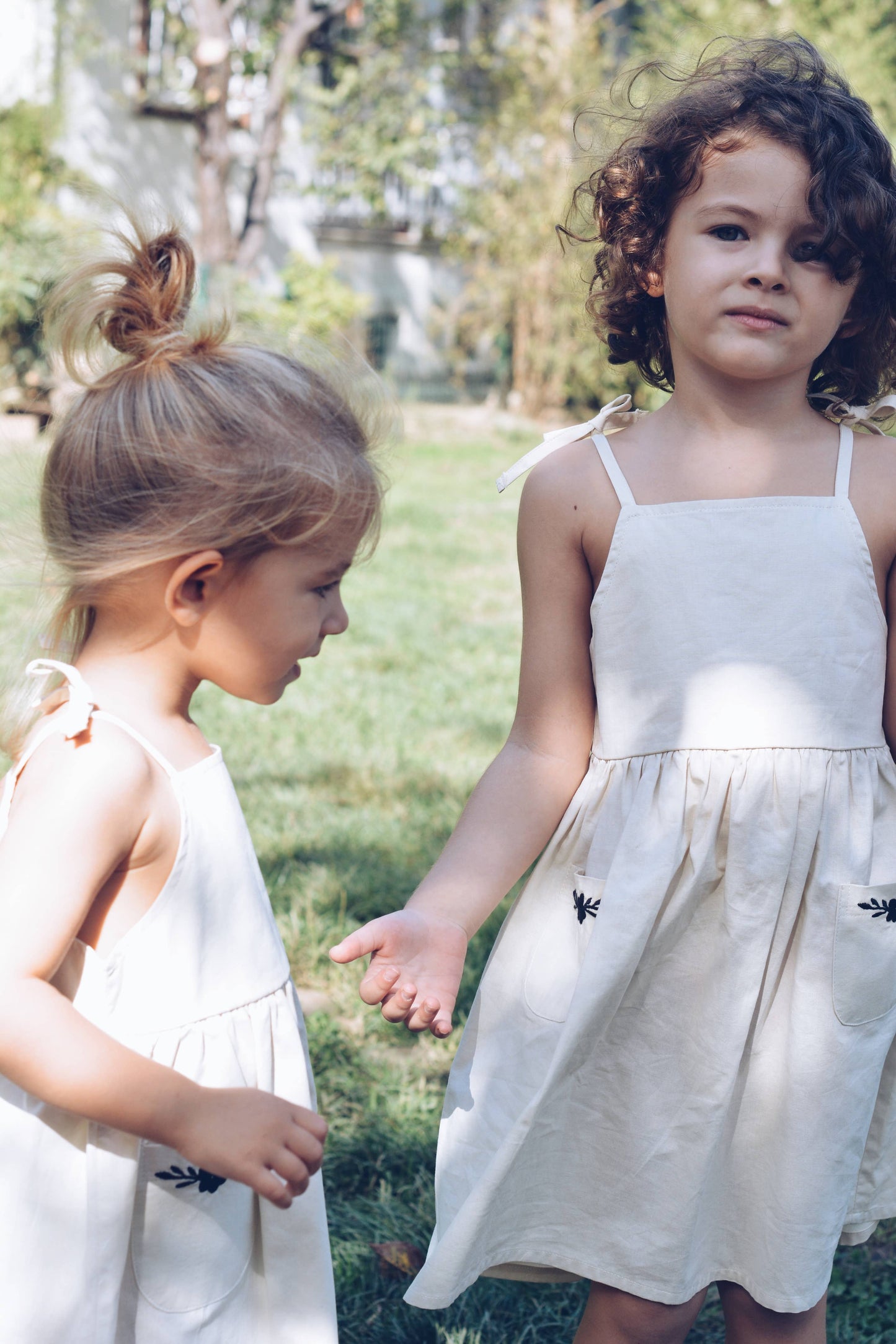 Baby / Girl Embroidered Summer Beige Dress 100% Cotton