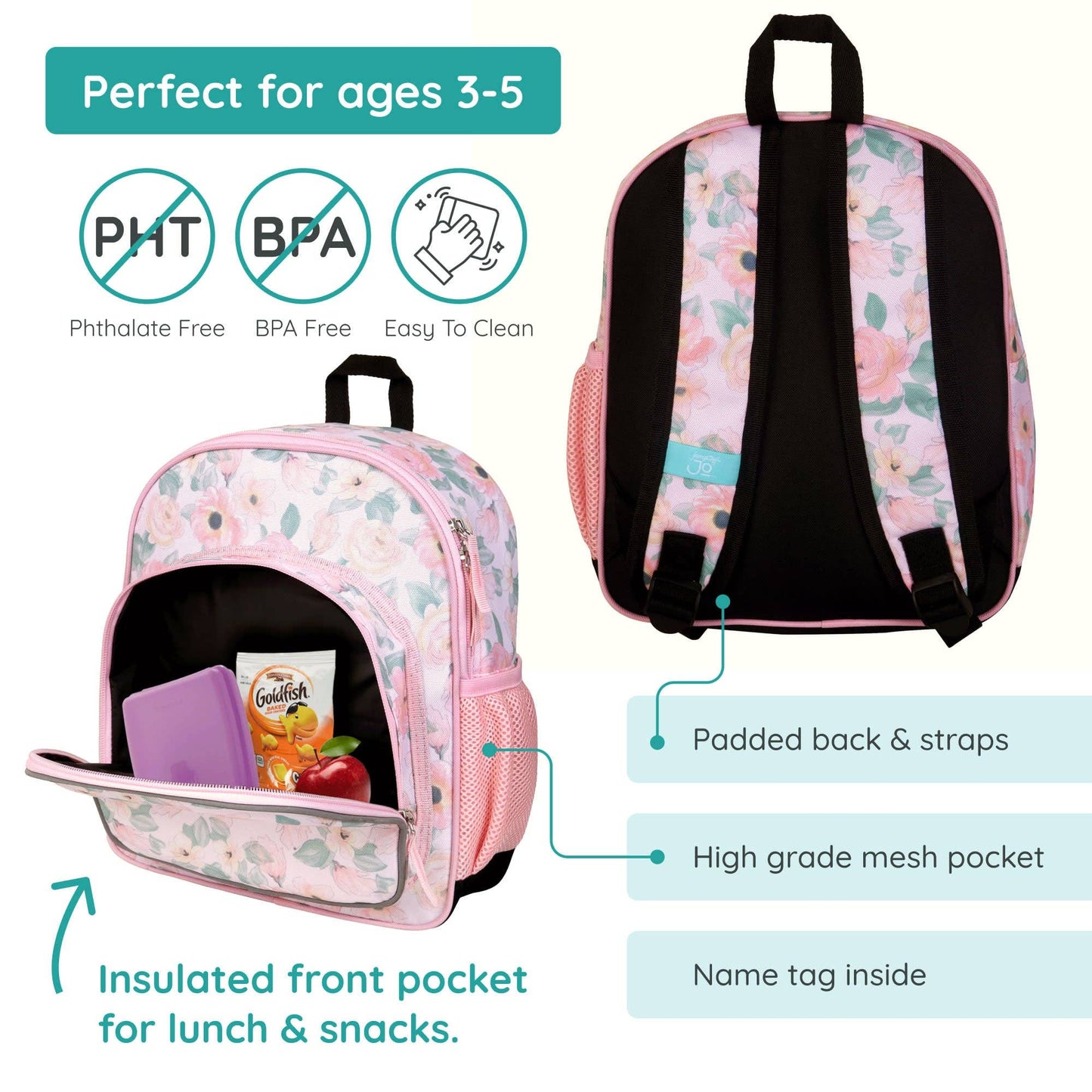 Floral Watercolor 15 Inch Backpack