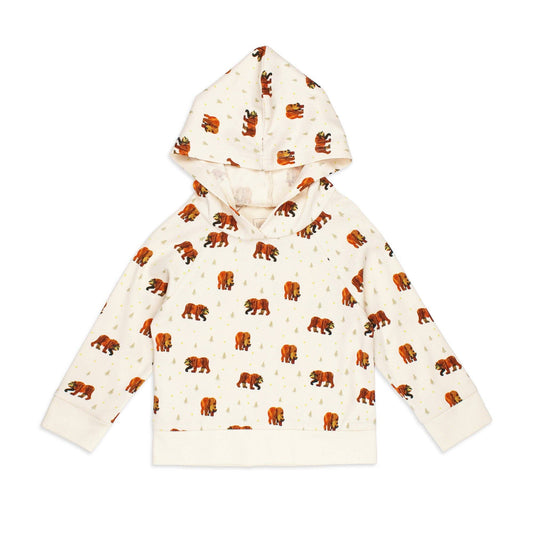 Kids' Organic Raglan Hoodie in Brown Bear