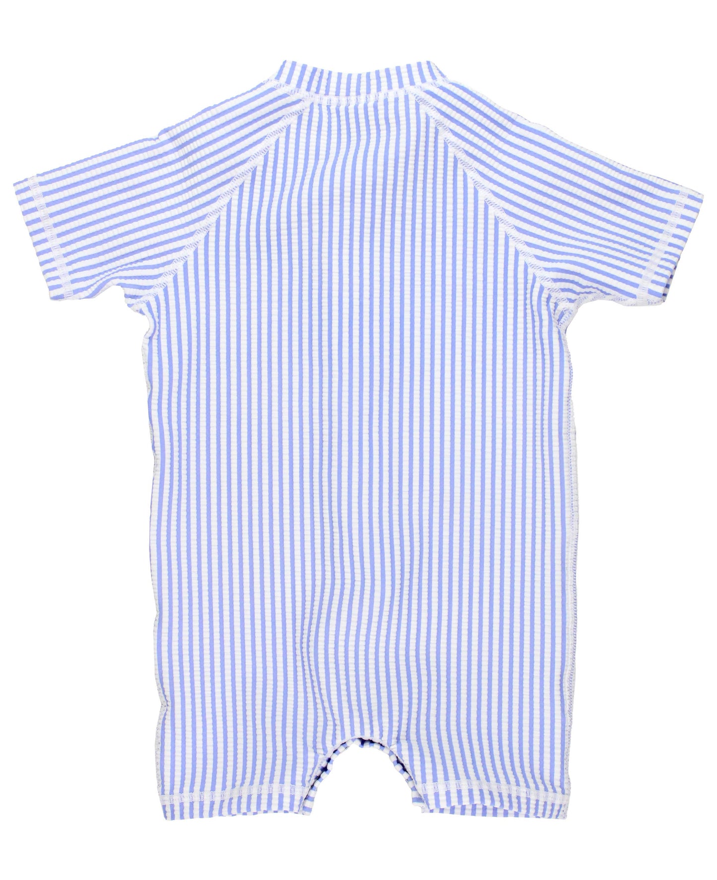 Baby Boys Periwinkle Blue Seersucker Short Sleeve One Piece Rash Guard Swimsuit
