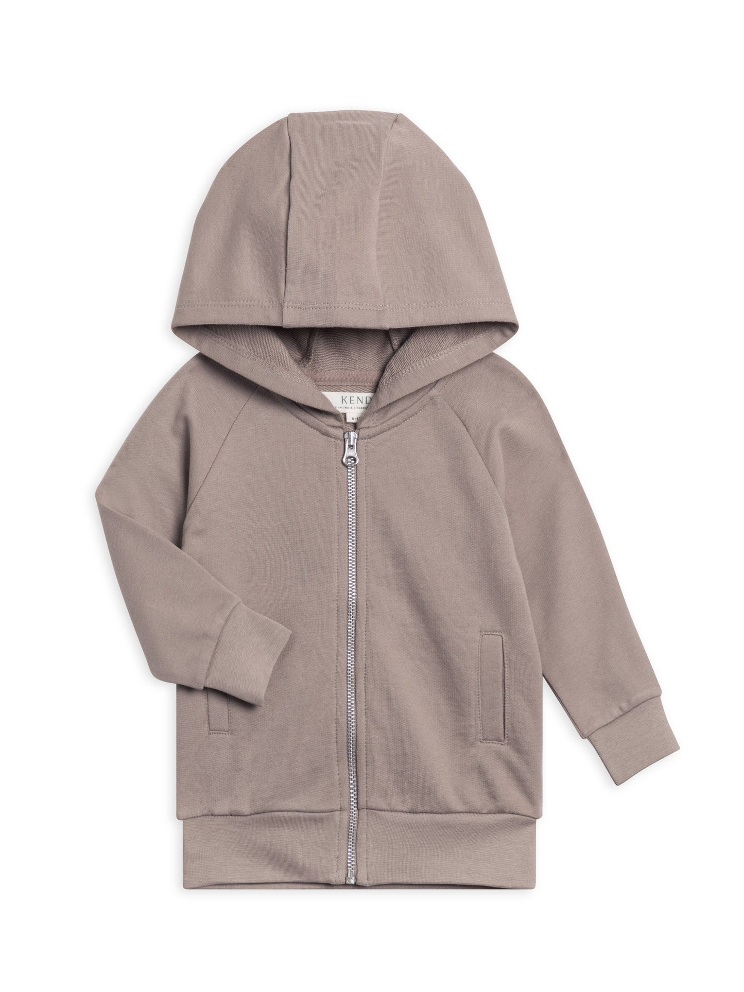 Organic Nalo French Terry Welt Pocket Zipper Hoodie - Pebble