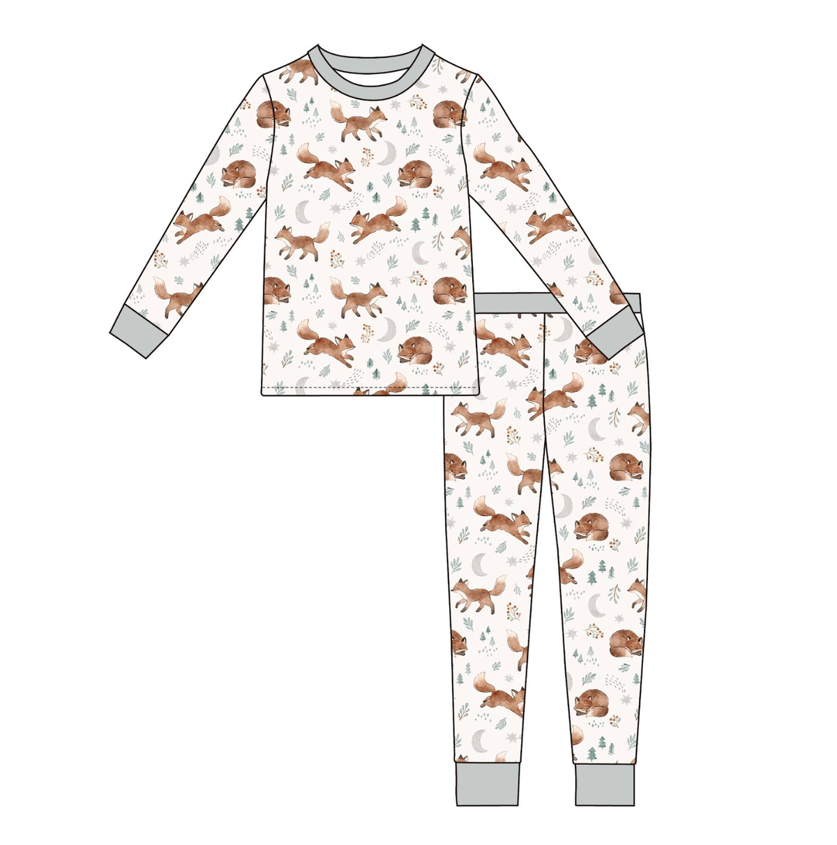 Kids Bamboo Pajamas - Bamboo Clothing- Moonlit Fox