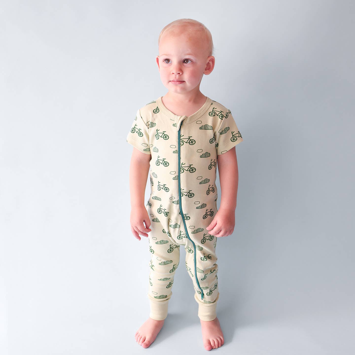 Signature Print '2-Way' Zip Romper - Short Sleeve