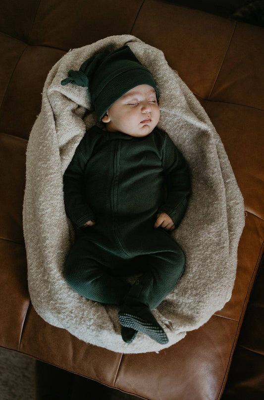 Organic Thermal 2-Way Zipper Footie in Evergreen