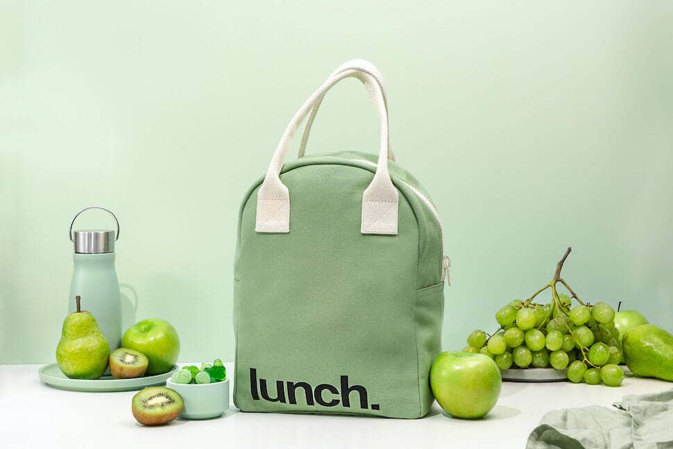 Zipper Lunch Bag - ‘Lunch’ Moss