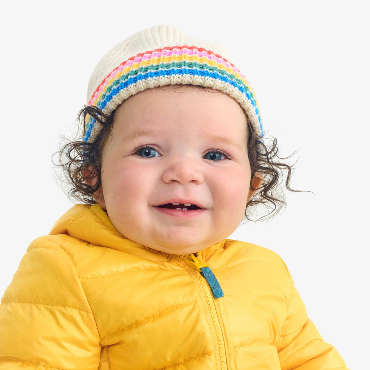 Baby knit beanie in rainbow stripe