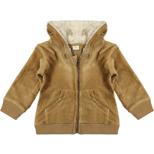 Hooded cardigan Noi corduroy rib- Brown