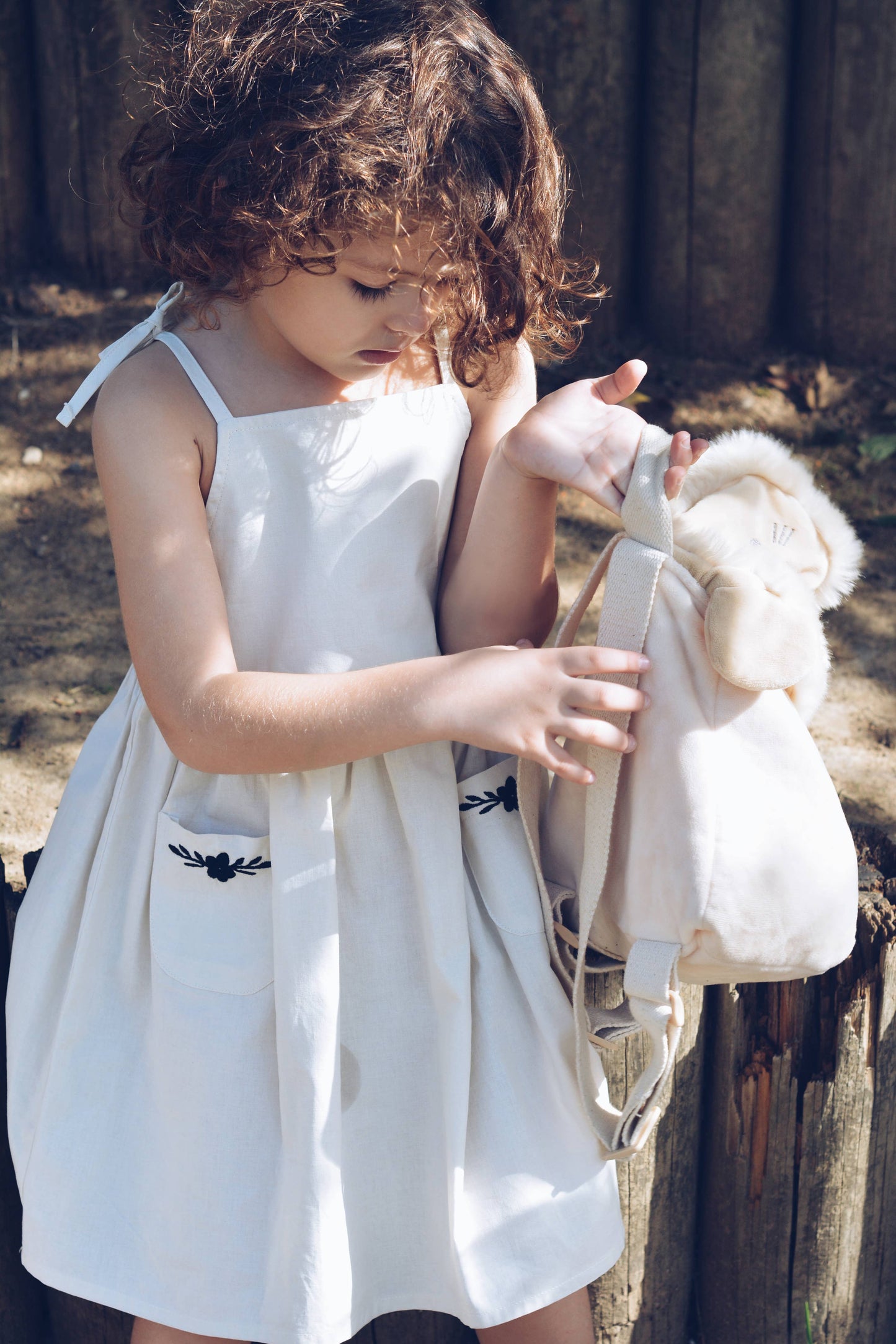 Baby / Girl Embroidered Summer Beige Dress 100% Cotton