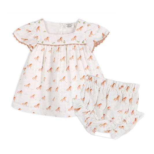 Horse Baby Dress + Bloomer (Organic)